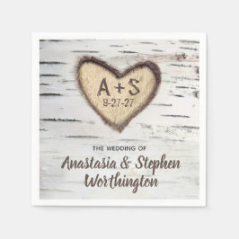 Birch Träd Bark Rustic Landsbyggsbröllop Napkins Pappersservett