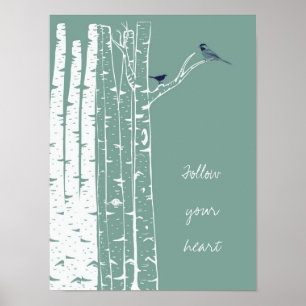 Birch Träd Bird Sage Poster