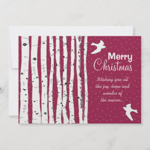 Birch Träd & Birds God jul Julkort