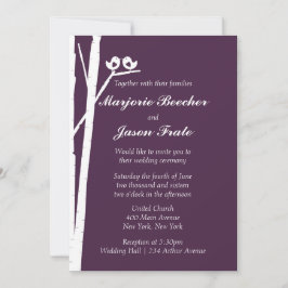 Birch Träd Birds Wedding bjudande - Violet Plum Inbjudningar