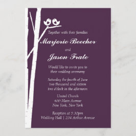Birch Träd Birds Wedding bjudande - Violet Plum Inbjudningar