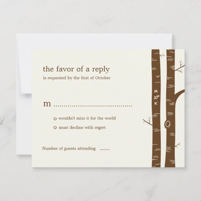 Birch Träd Bröllop OSA Card - Almond (Framsida)