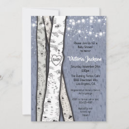 Birch Träd Evening Twinkle Ljus Baby Shower Inbjudningar