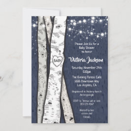 Birch Träd Evening Twinkle Ljus Baby Shower Inbjudningar