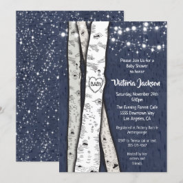 Birch Träd Evening Twinkle Ljus Baby Shower Inbjudningar