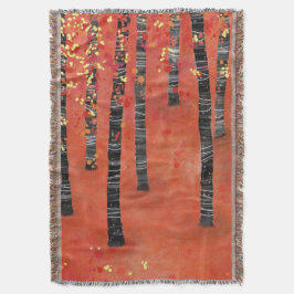 Birch Träd Forest Red Filt