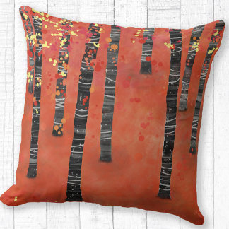 Birch Träd Forest Red Kudde