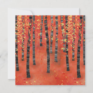 Birch Träd Forest Red Rådkort