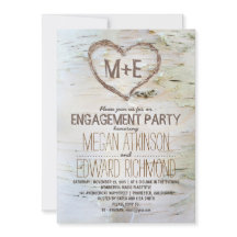 Birch träd, förlovningsfest, inbjudan