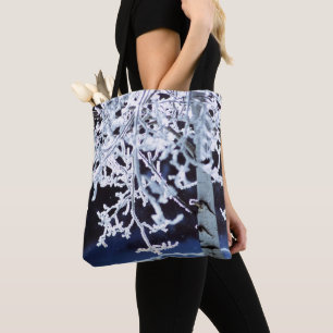 Birch träd frosty grenar snowflake purse tygkasse