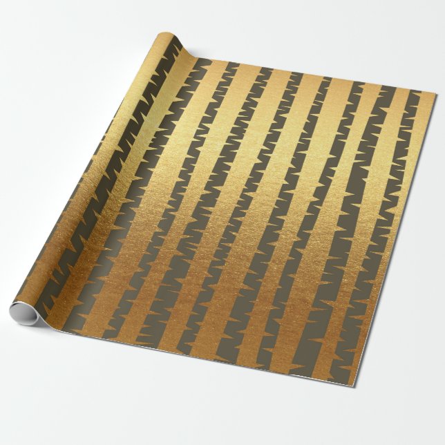 Birch-Träd Golden Chocolate Brown Vip Rand Presentpapper (Utrullad)