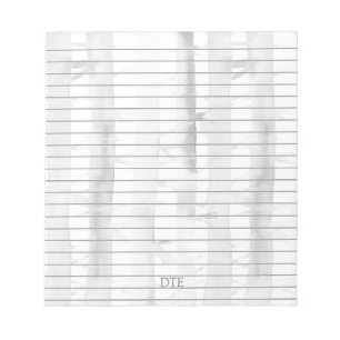 Birch Träd Grått-Lining Monogram-Personlig Anteckningsblock