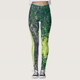 Birch Träd Grönt Löv Leggings
