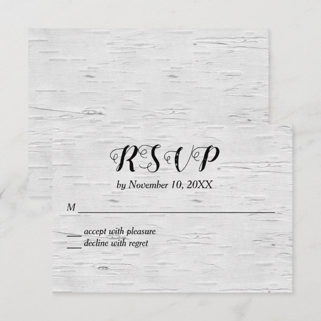 Birch Träd Heart-Bröllop OSA Card (Fram/baksida)