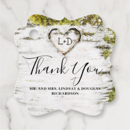 Birch Träd Heart Rustic Tack Gåvor Etiketter