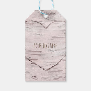 Birch Träd & Heart Rustic Wedding Favor Presentetikett