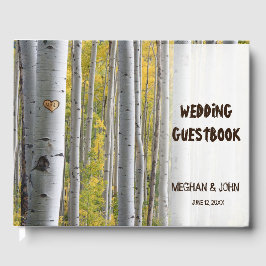 Birch träd hjärta initialer rustic bröllop gästböcker