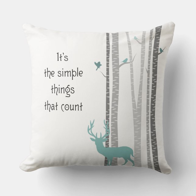 Birch Träd Hjort inspirationcitat Kudde (Framsida)