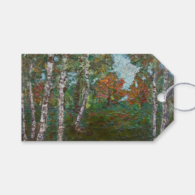 Birch Träd i en Forest (av Kimon Loghi) Presentetikett (Framsidan (Horisontell))