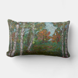 Birch Träd i en Woodland Forest (av Kimon Loghi) Lumbarkudde