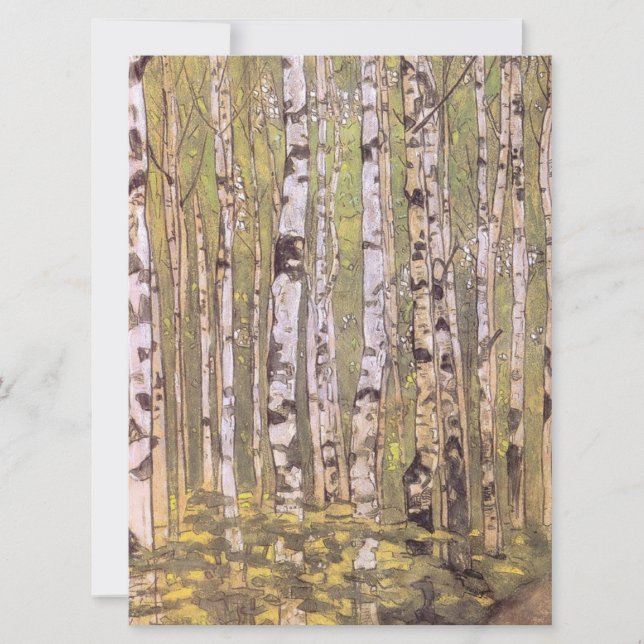 Birch Träd i en Woodland Forest (Roerich) Kort (Framsida)
