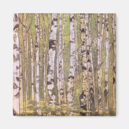 Birch Träd i en Woodland Forest (Roerich) Magnet