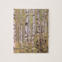 Birch Träd i en Woodland Forest (Roerich)