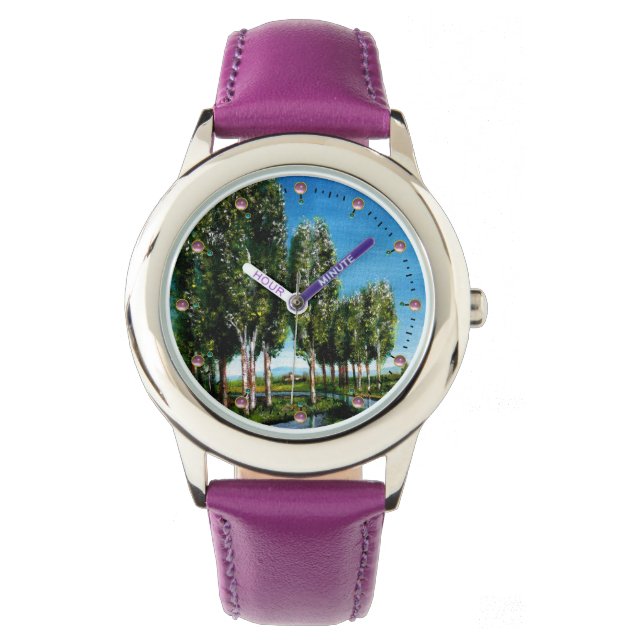 BIRCH TRÄD I TUSCANY LANDSCAPE ARMBANDSUR (Framsida)