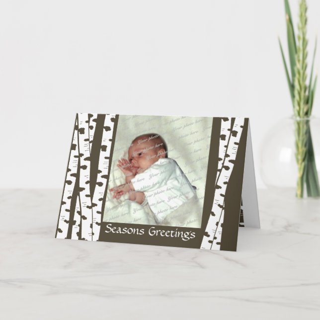 Birch Träd jul Hälsning Helgkort (Framsida)