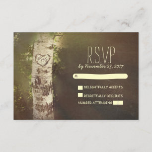 Birch träd land rustic bröllop OSA card Kort