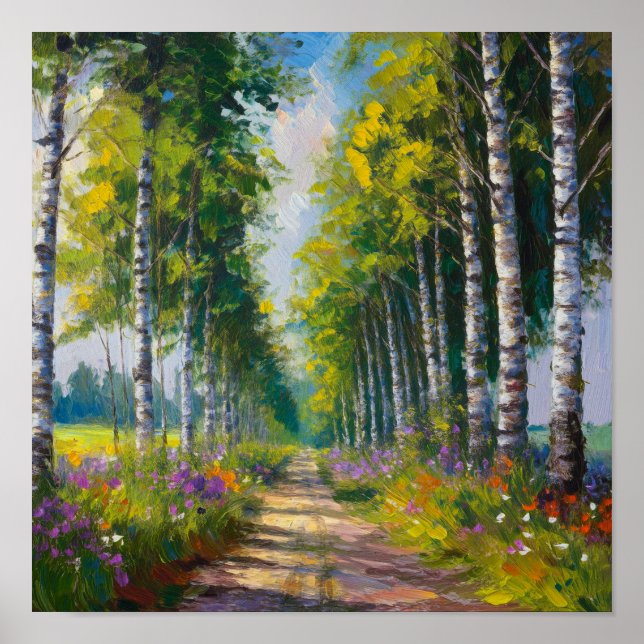 Birch Träd Lane Poster (Framsidan)
