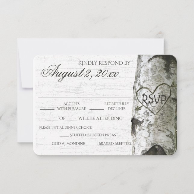 Birch Träd med Carved Heart OSA (Framsida)