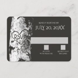 Birch Träd med Carved Heart OSA Kort