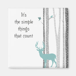 Birch Träd med Hjort Simple Sak Count Magnet