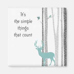 Birch Träd med Hjort Simple Sak Count Magnet