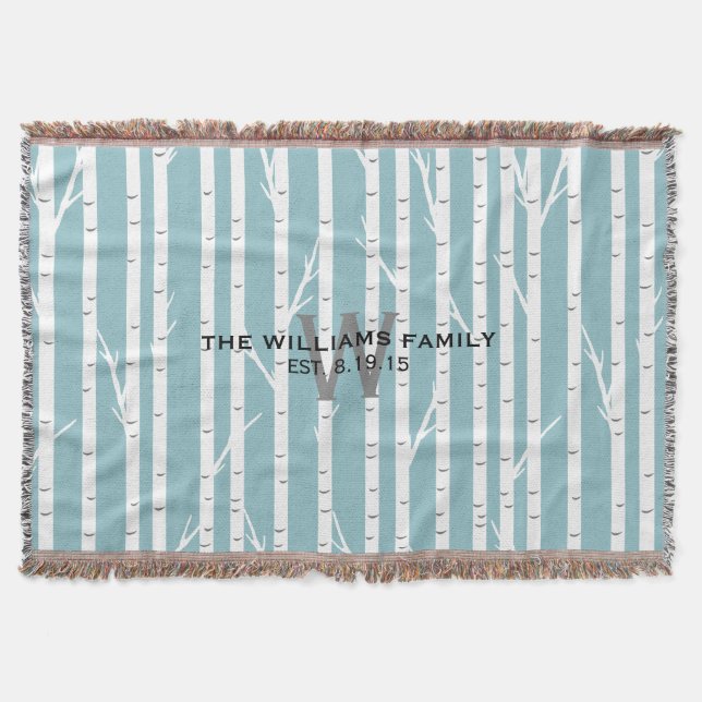 Birch Träd Monogrammed Throw Blanket Filt (Framsidan)