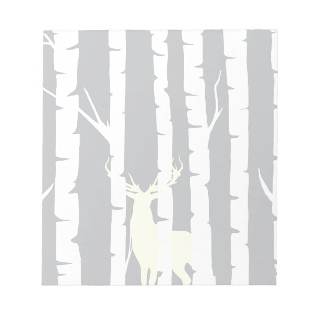 Birch Träd och Hjort Anteckningsblock (Framsida)