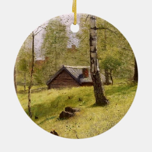 Birch Träd på Sveriges landsbygd (Jansson) Julgransprydnad Keramik (Baksidan)