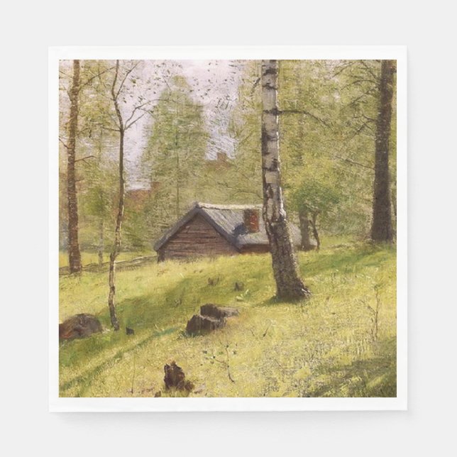 Birch Träd på Sveriges landsbygd (Jansson) Pappersservett (Framsidan)