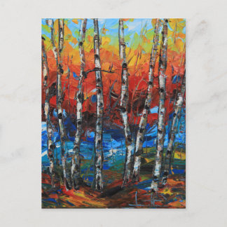 Birch Träd Palette Knivar Painting Vykort