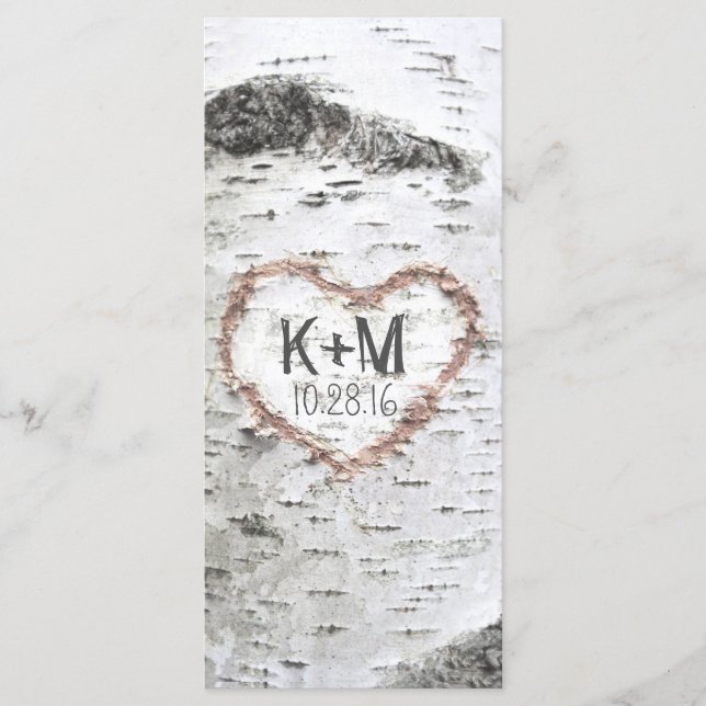 BIRCH TRÄD RUSTIC BRÖLLOPSPROGRAM PROGRAM (Framsida)