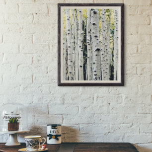 Birch Träd Rustic Cabin Poster