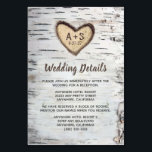 Birch Träd Rustic Landsbyggsbröllop Infoga kort<br><div class="desc">Birch Träd Rustic Landsbyggsbröllop Insert Cards - har en vit barkbakgrund med skuggor av brunt, grått, svart och annat neutralt färg. Utformningen har också ett realistiskt hjärta på fågelbarken som du kan "vårda" initialer och händelsemedatum till och modernt typografi typsnitt, för tillsatt luft, används för resten av inbjudan. Den här...</div>