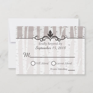 Birch Träd Rustic Nature Wedding OSA Kort