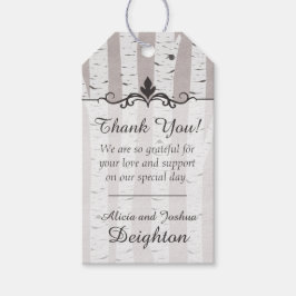 Birch Träd Rustic Wood Nature Bröllop Tack Presentetikett