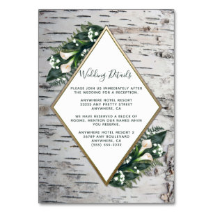 Birch Träd Rustic Woodland Bröllop Sätt in kort