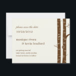 Birch Träd Spara datum meddelande - Almond<br><div class="desc">Snygg fågeljakt på träd kom tillsammans för att skapa ett konstnärligt modernt, naturinspirerat, rädda det datumkort som dina vänner och familj säkert kommer att ta efter. Parets initialer på träd gör denna utformning helt speciell och unik. *Vår fågeluppsamling i Träd skapas i en mängd olika organiska och naturliga kombinationer av...</div>