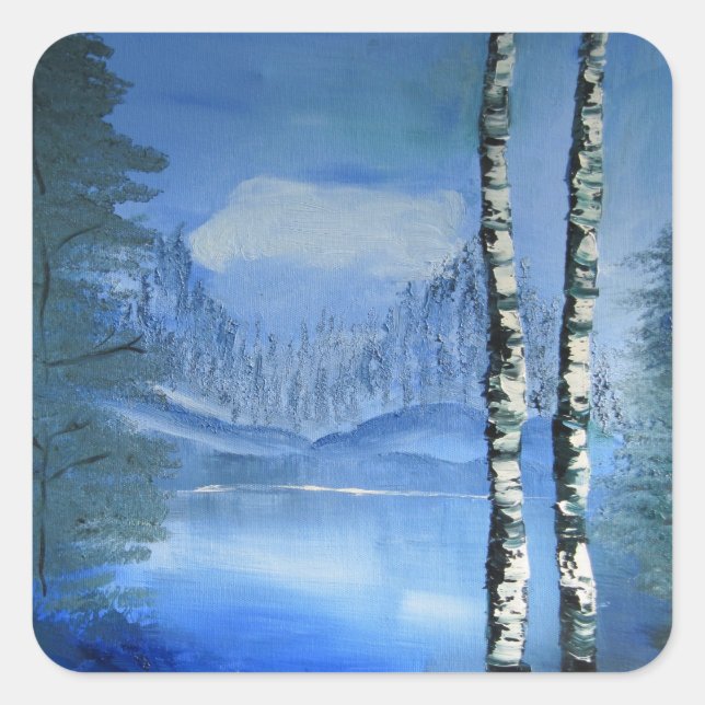 Birch Träd Sticker Fyrkantigt Klistermärke (Framsida)