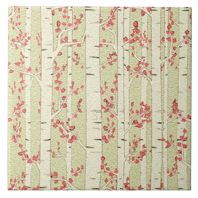 Birch träd tile kakelplatta (Framsidan)