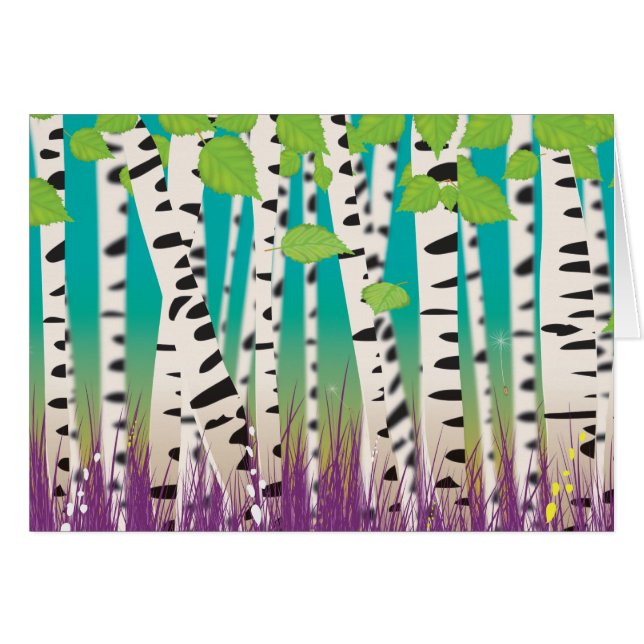 Birch Träd woodland Hälsningskort (Framsidan Horizontal)